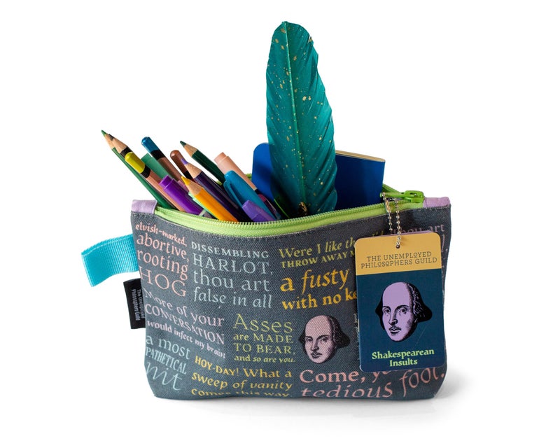 The Unemployed Philosophers Guild Shakespearean Insults Bag - 9" Canvas Zipper Shakespeare Themed Pouch for Pencils, Tools, Cosmetics, Toiletries and More - Image 2